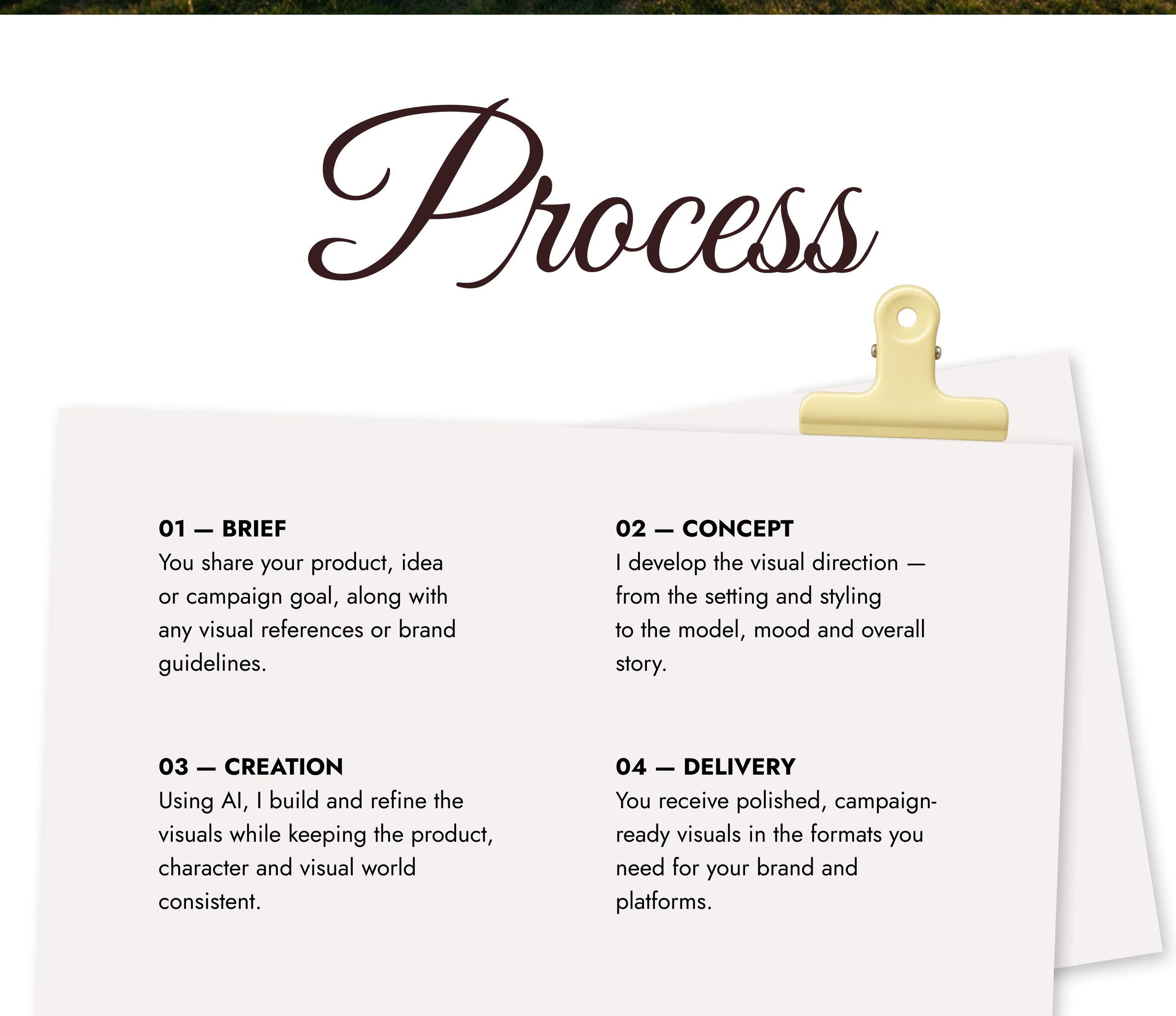 Process: Brief, Concept, Creation and Delivery